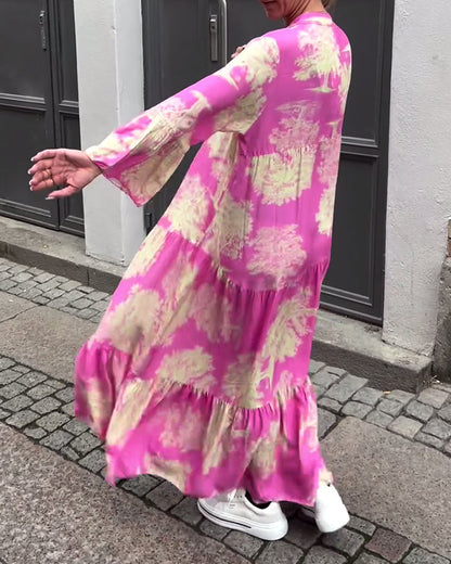 Octavia | Stylish printed maxi dress with ruffle sleeves