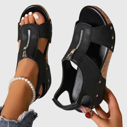 Wilma | Women’s Orthopedic Sandal With Front Zipper Closure