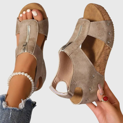 Wilma | Women’s Orthopedic Sandal With Front Zipper Closure
