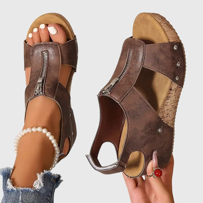 Wilma | Women’s Orthopedic Sandal With Front Zipper Closure