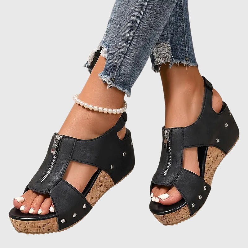 Wilma | Women’s Orthopedic Sandal With Front Zipper Closure