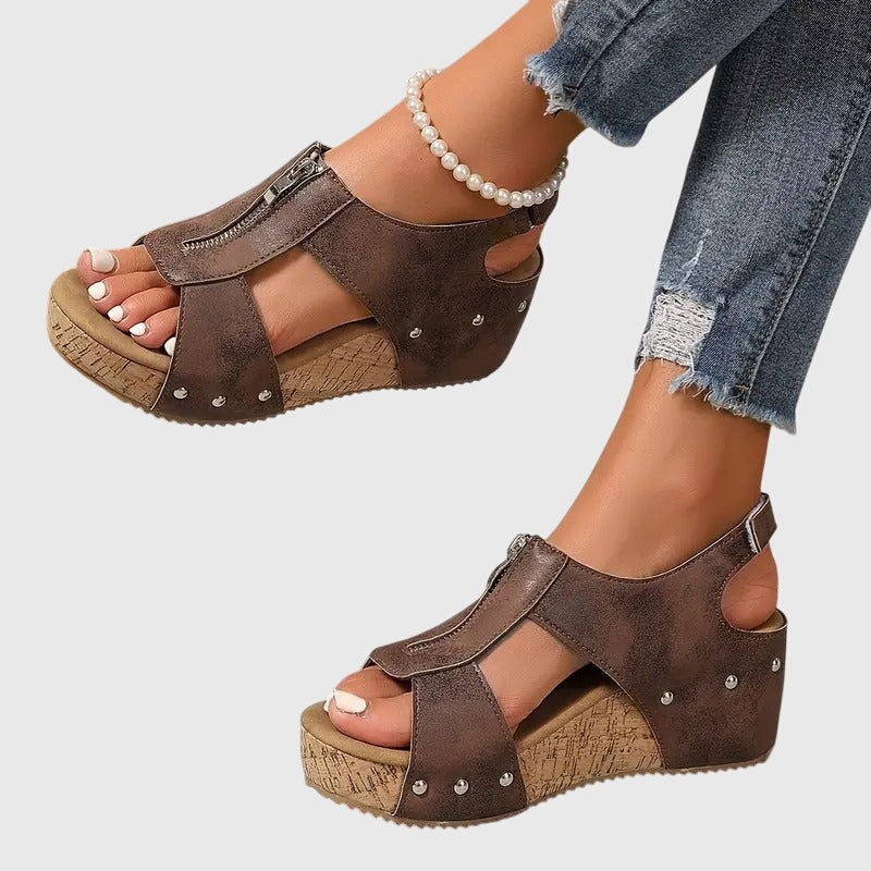 Wilma | Women’s Orthopedic Sandal With Front Zipper Closure