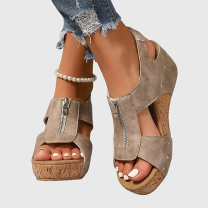 Wilma | Women’s Orthopedic Sandal With Front Zipper Closure