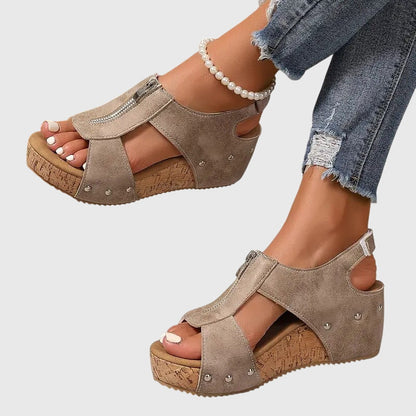 Wilma | Women’s Orthopedic Sandal With Front Zipper Closure