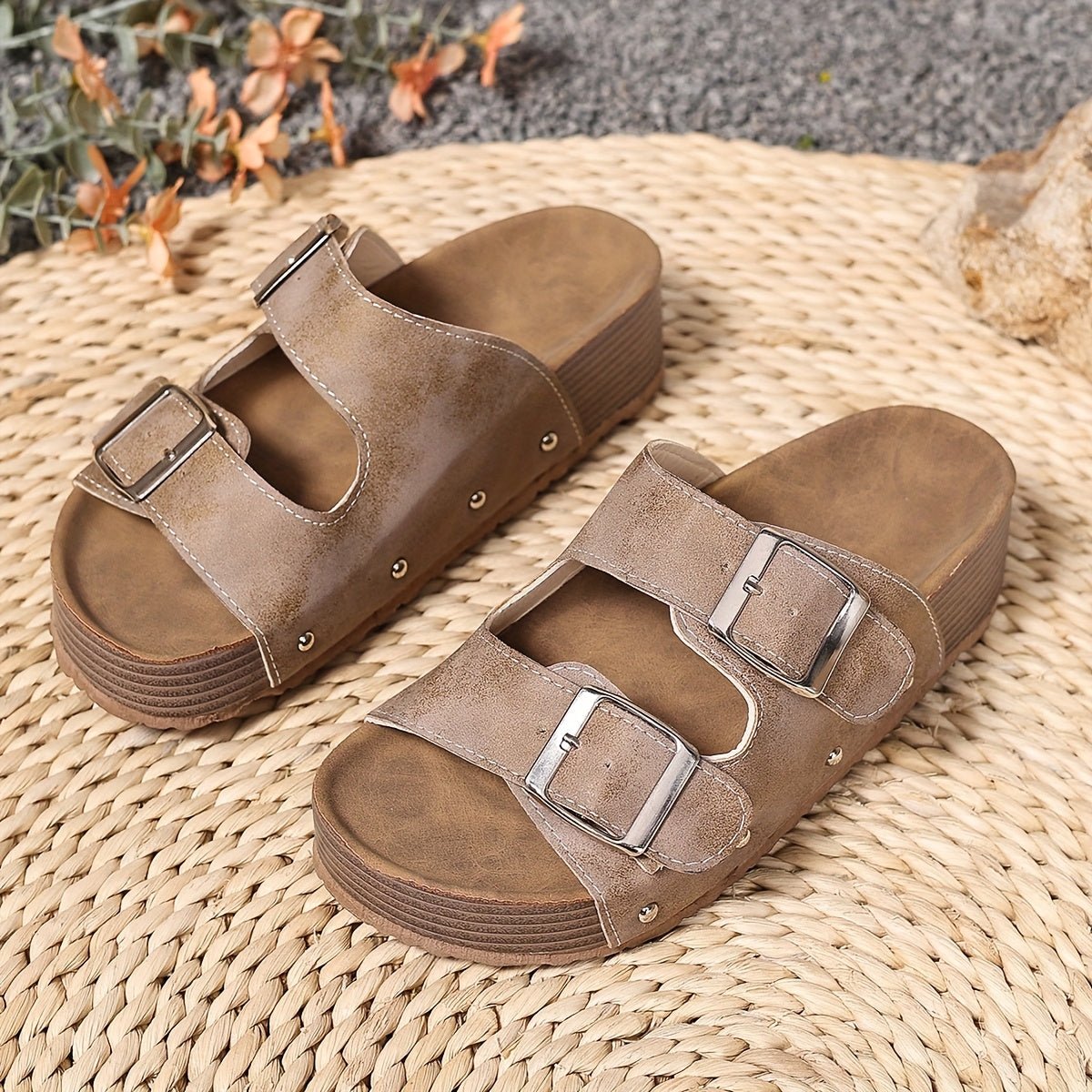 Bianca | Women’s Platform Sandals With Double Buckle Cushioned Sole