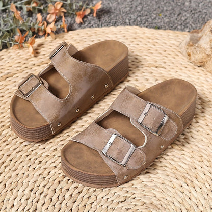 Bianca | Women’s Platform Sandals With Double Buckle Cushioned Sole