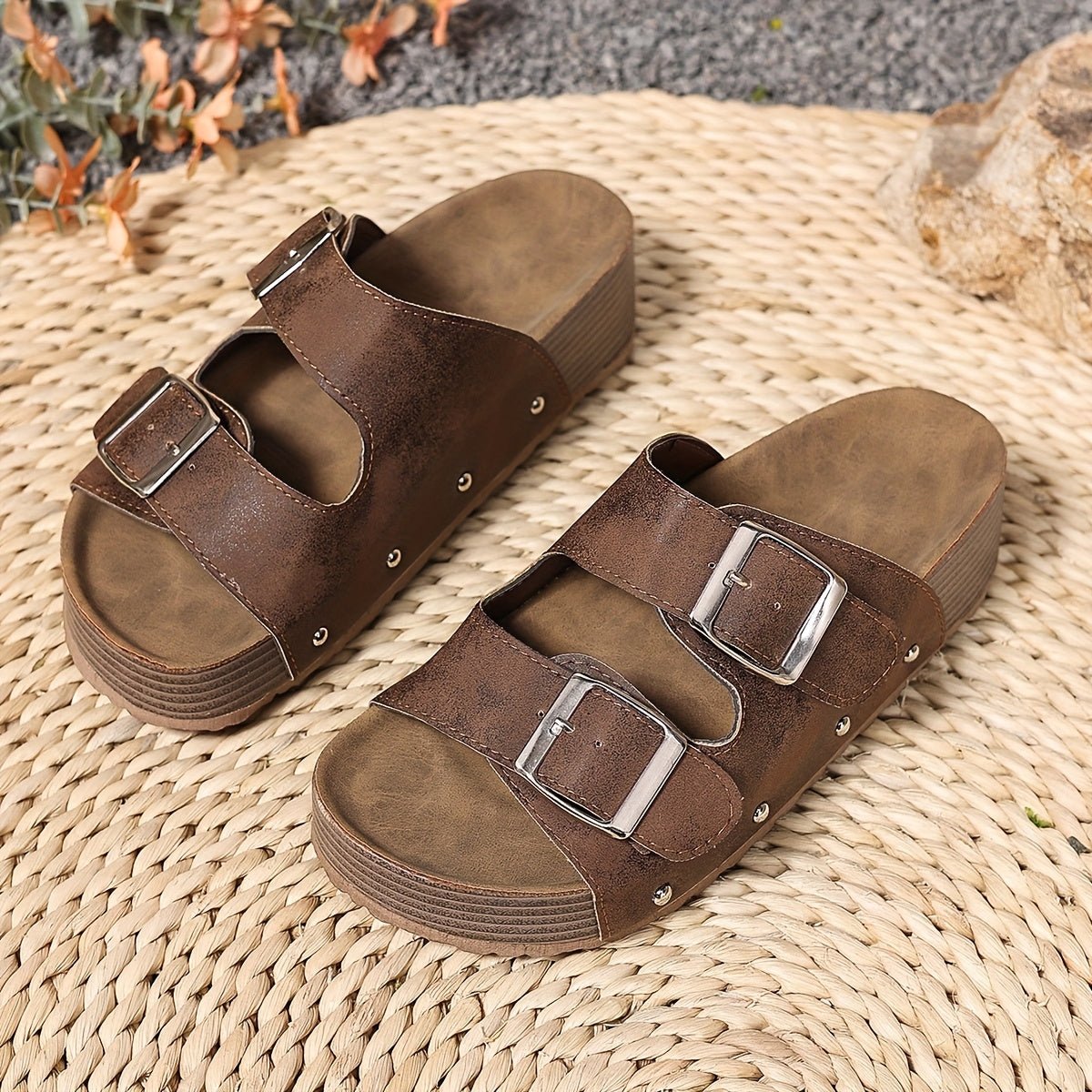 Bianca | Women’s Platform Sandals With Double Buckle Cushioned Sole