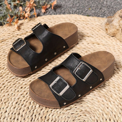 Bianca | Women’s Platform Sandals With Double Buckle Cushioned Sole