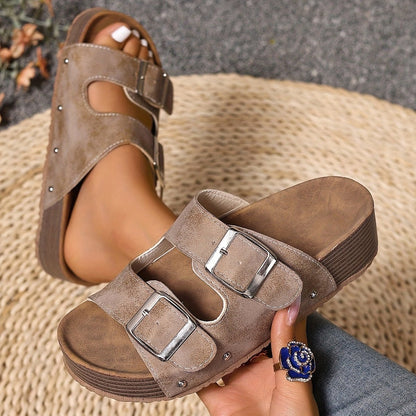 Bianca | Women’s Platform Sandals With Double Buckle Cushioned Sole