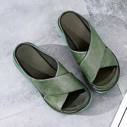 Bridget | Women’s Cross Strap Flat Sandals With Cushioned Sole