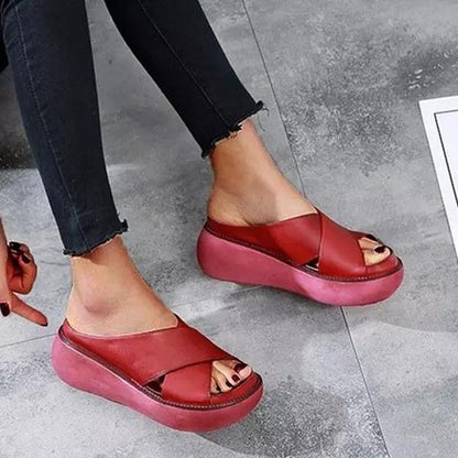 Bridget | Women’s Cross Strap Flat Sandals With Cushioned Sole