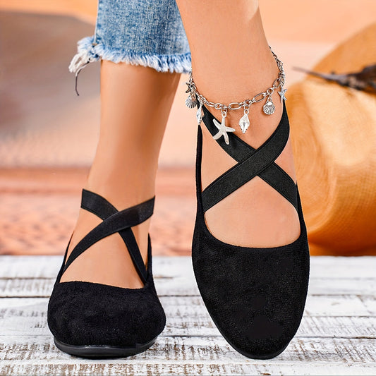 Novalie | Women’s Cross-Strap Ballet Flats | Chic