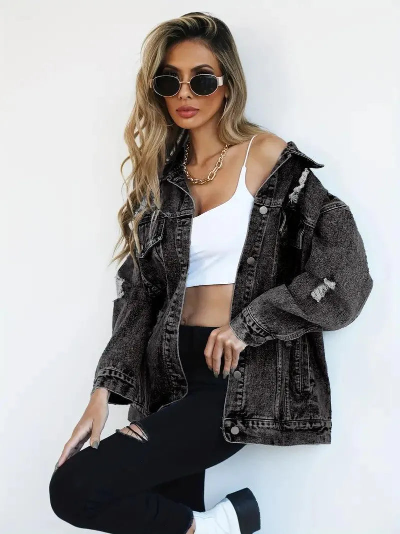 Harper | Women's Oversized Denim Jacket with Waterproof Finish