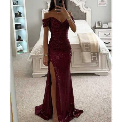 Coralie | Women’s Sequined Off-The-Shoulder Maxi Dress | Glamorous