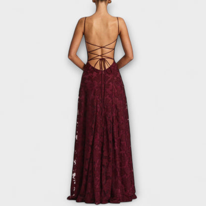 Abigail | Floral lace maxi dress with straps for special occasions