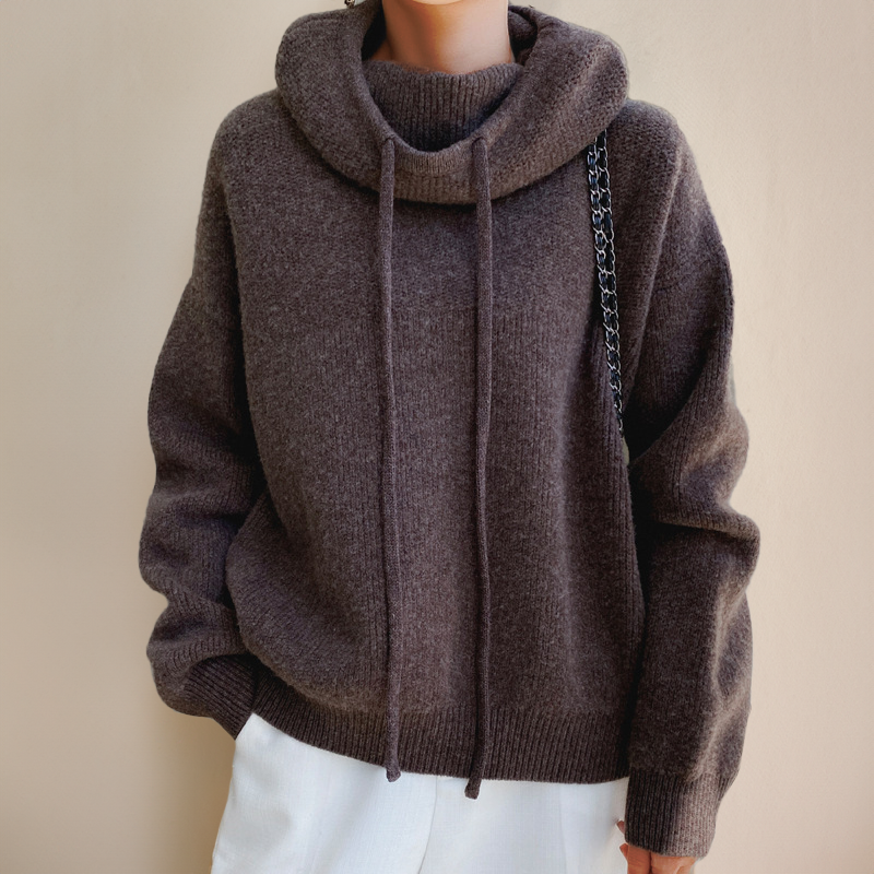 Christine | Women's Oversized Knit Hoodie with Stand Collar