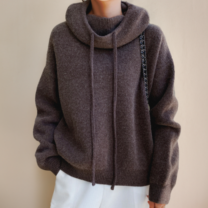 Christine | Women's Oversized Knit Hoodie with Stand Collar