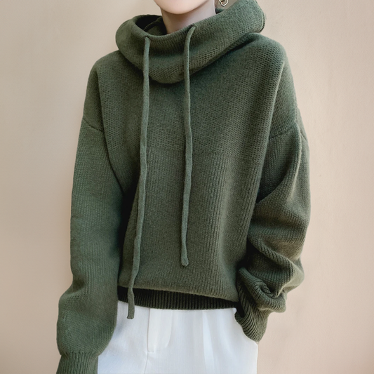 Christine | Women's Oversized Knit Hoodie with Stand Collar