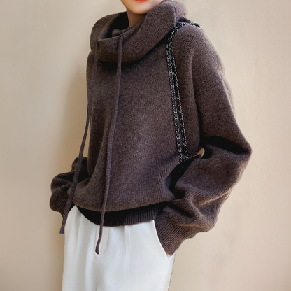 Christine | Women's Oversized Knit Hoodie with Stand Collar