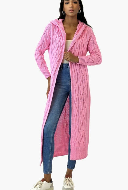 Dorothy | Women's Long Hooded Cardigan with Cotton Blend