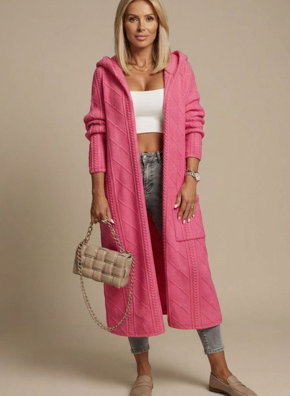 Dorothy | Women's Long Hooded Cardigan with Cotton Blend