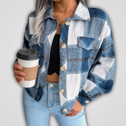 Mia | Women's Plaid Flannel Oversized Shacket with Long Sleeves