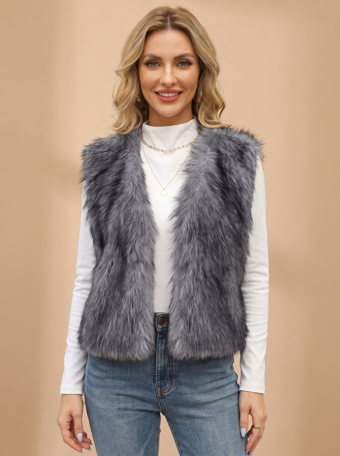 Clarabella | Women's Faux Fur Sleeveless Vest with Inner Lining