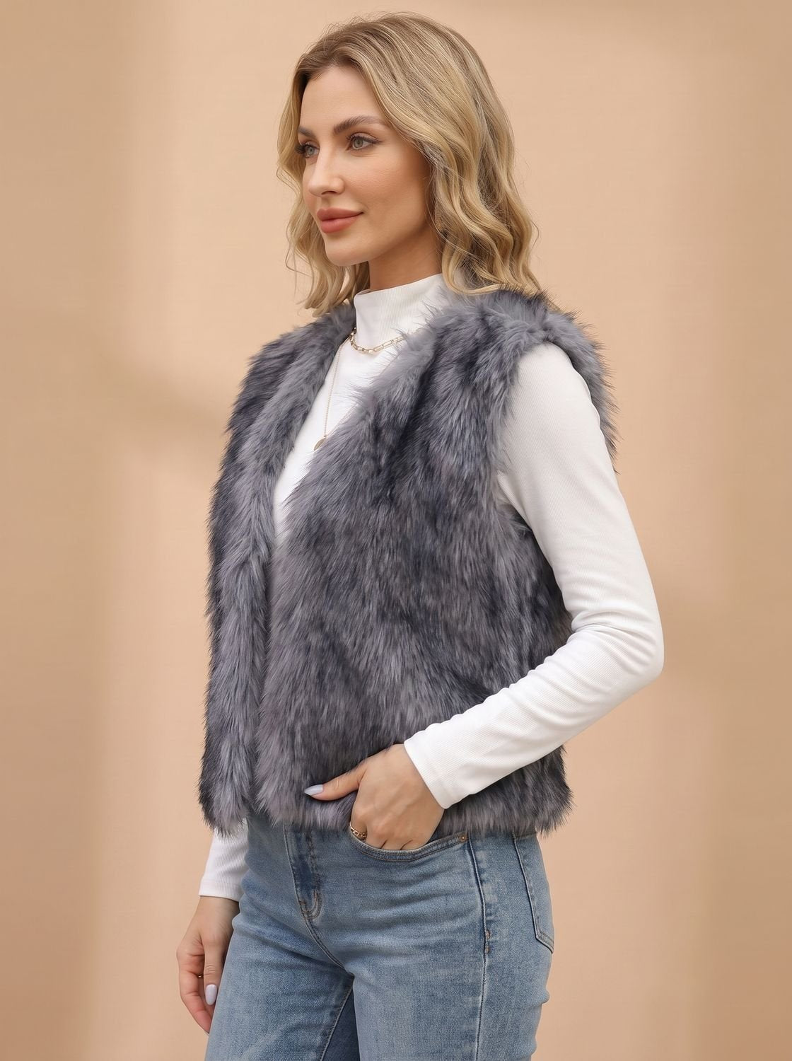 Clarabella | Women's Faux Fur Sleeveless Vest with Inner Lining
