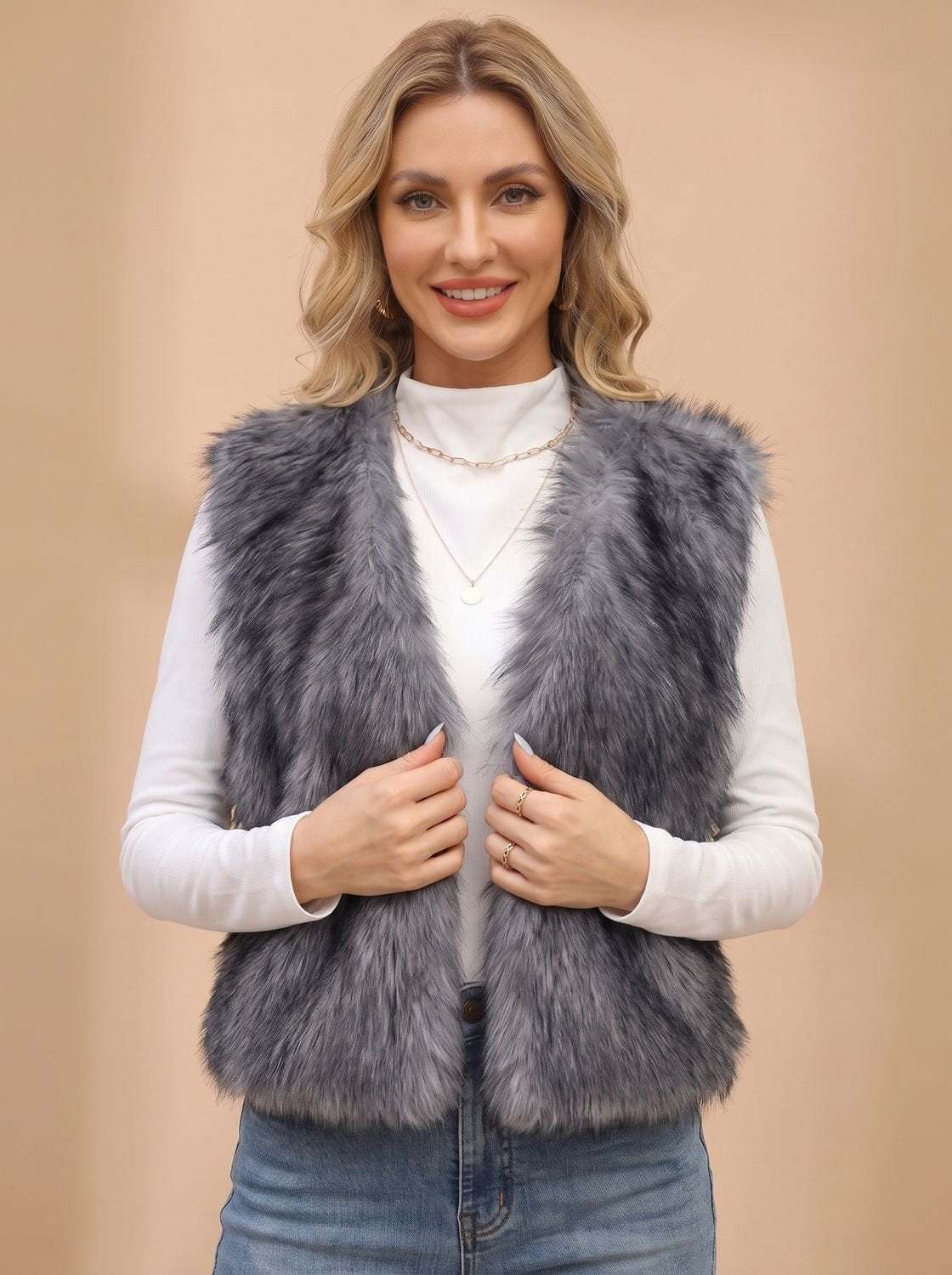 Clarabella | Women's Faux Fur Sleeveless Vest with Inner Lining