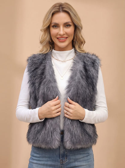 Clarabella | Women's Faux Fur Sleeveless Vest with Inner Lining