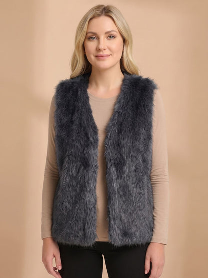 Clarabella | Women's Faux Fur Sleeveless Vest with Inner Lining
