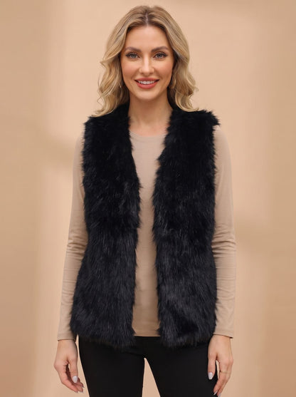 Clarabella | Women's Faux Fur Sleeveless Vest with Inner Lining