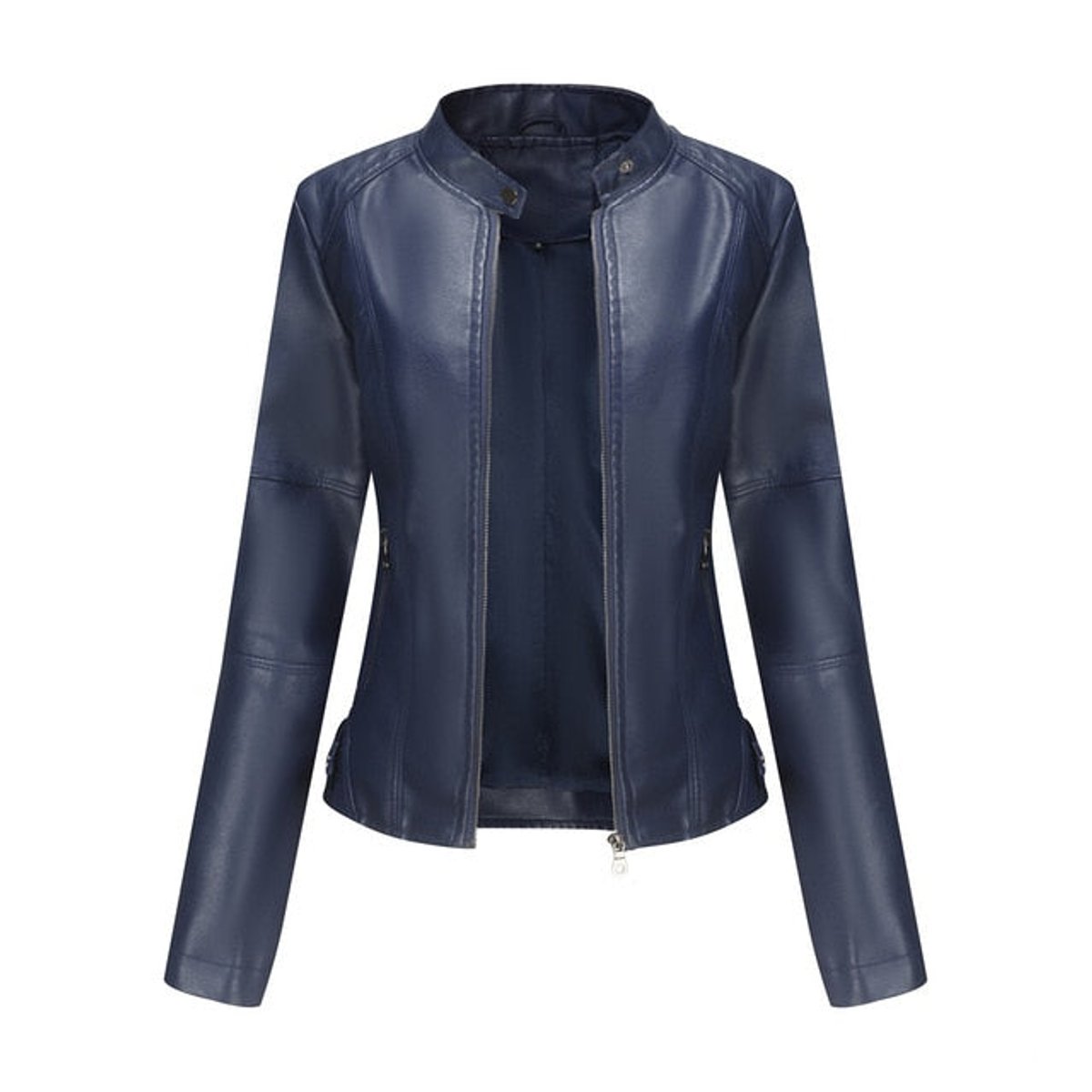 Charlotte | Women's Cropped Biker Jacket with Stand Collar