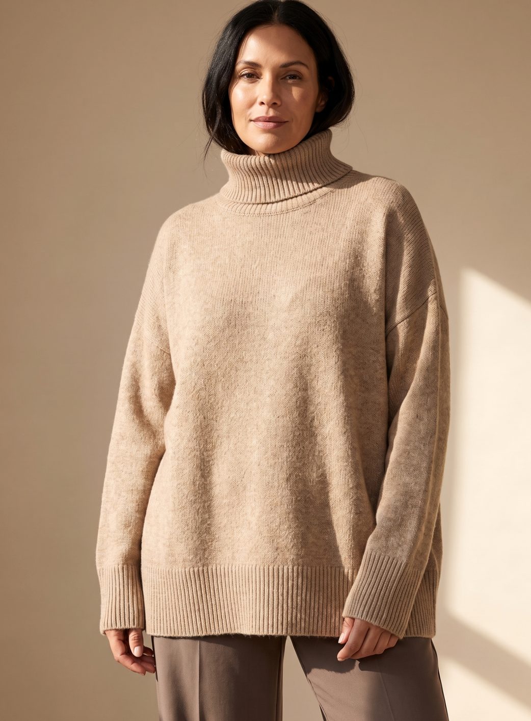 Hannah | Women's Oversize Turtleneck Knit Lounge Set with Wide Leg