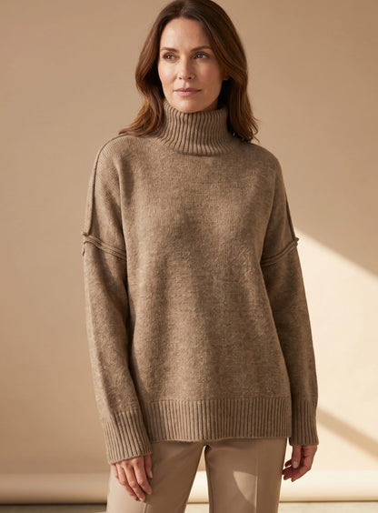 Hannah | Women's Oversize Turtleneck Knit Lounge Set with Wide Leg