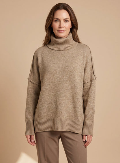 Hannah | Women's Oversize Turtleneck Knit Lounge Set with Wide Leg