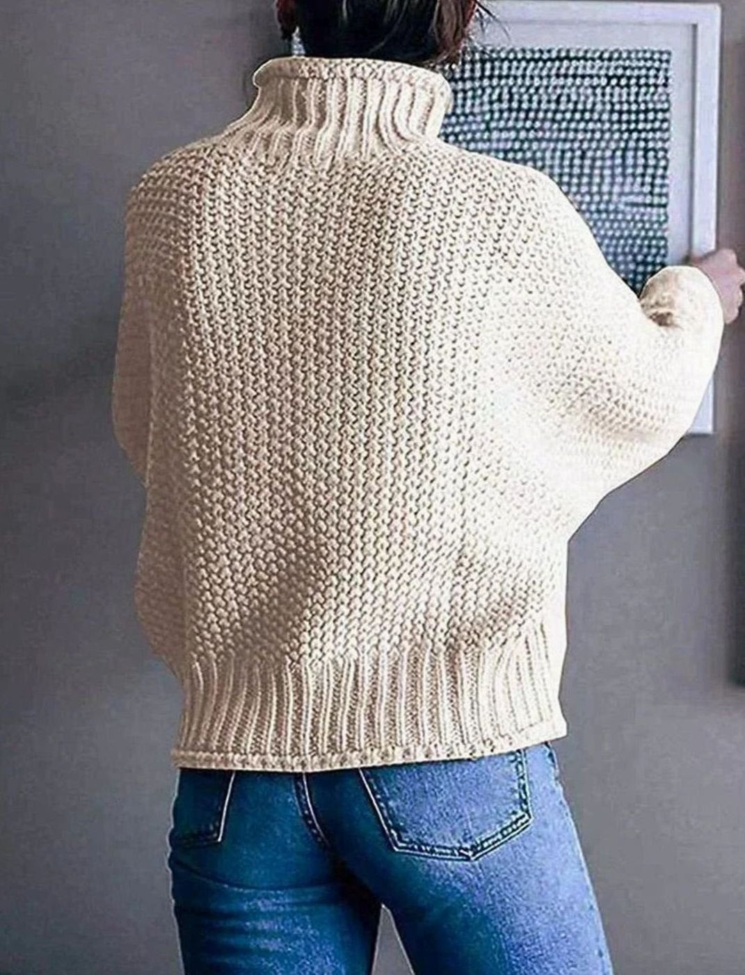 Camila | Women's Chunky Knit Oversize Pullover with Turtleneck