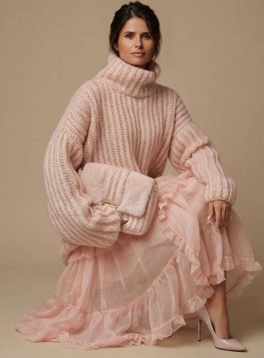 Harper | Women's Oversized Turtleneck Knit Pullover with Fluffy Warm Finish