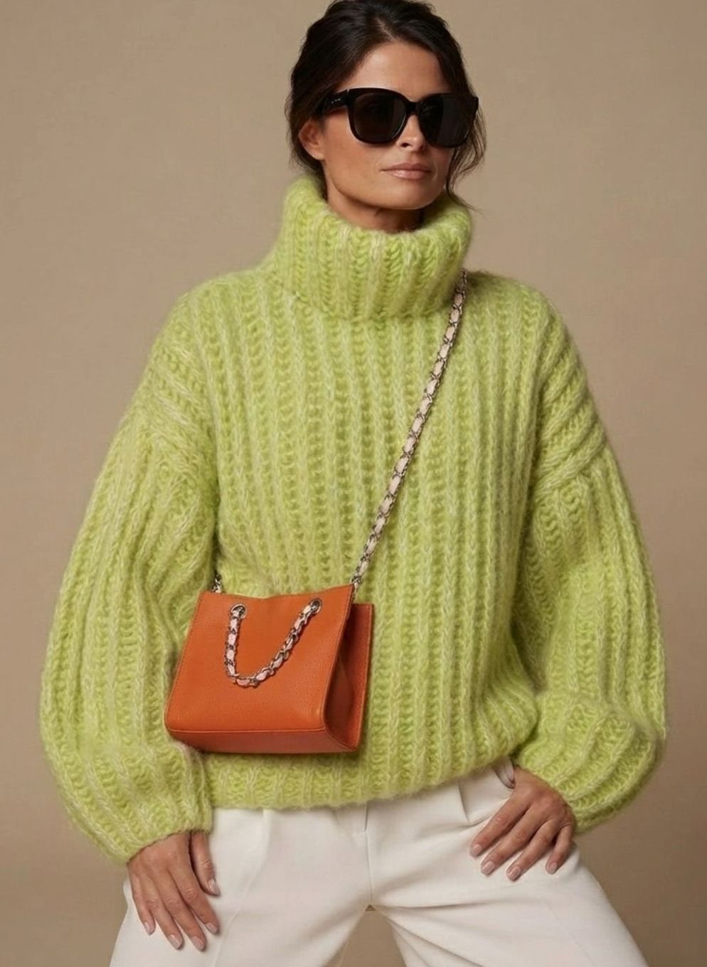 Harper | Women's Oversized Turtleneck Knit Pullover with Fluffy Warm Finish