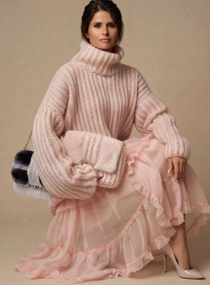 Harper | Women's Oversized Turtleneck Knit Pullover with Fluffy Warm Finish
