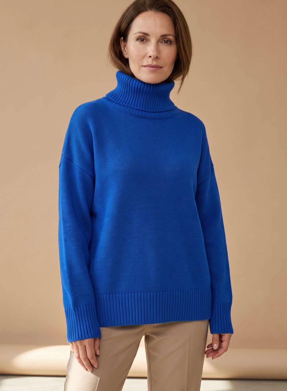 Stella | Women's Oversized Turtleneck Knit Pullover with Long Sleeves