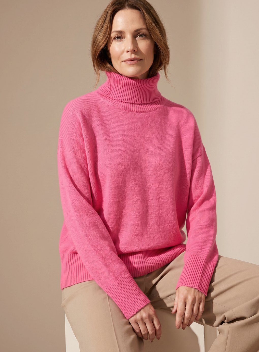 Stella | Women's Oversized Turtleneck Knit Pullover with Long Sleeves