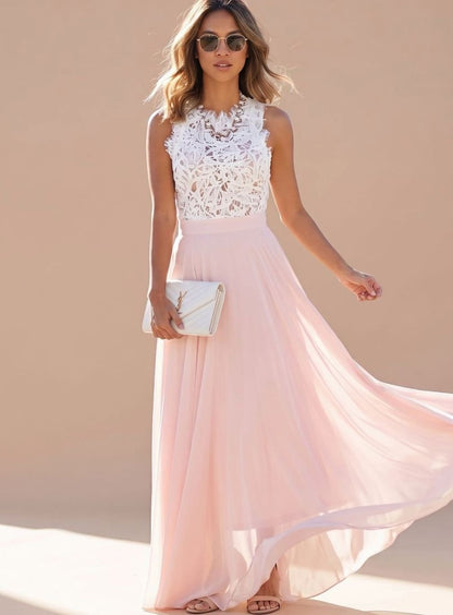Susan | Women's Lace Chiffon Maxi Dress for Parties