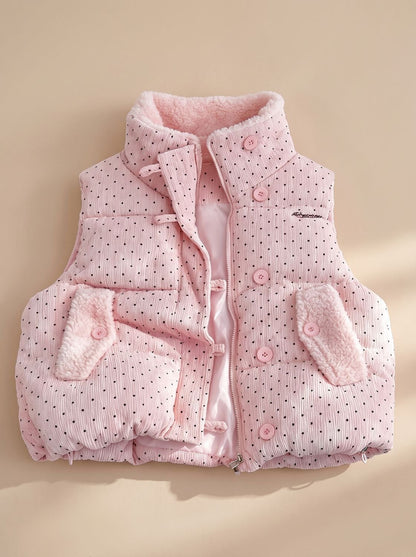 Belphoebe | Women's Dotted Quilted Vest with Teddy Lining and Stand-Up Collar