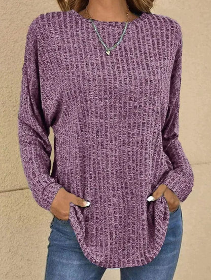 Sofia | Women's Casual Oversized Long Sleeve Pullover with Waffle-knit