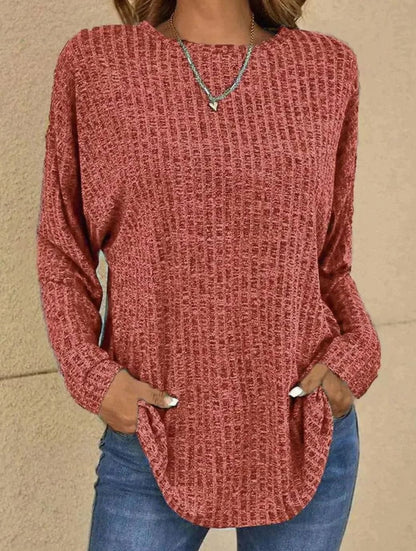 Sofia | Women's Casual Oversized Long Sleeve Pullover with Waffle-knit