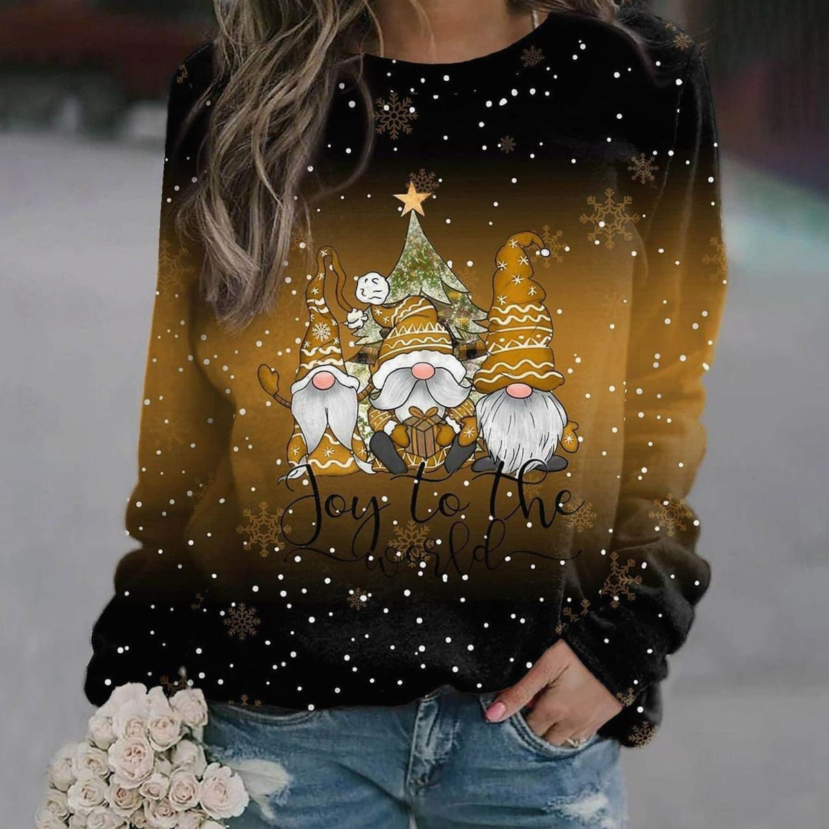 Violet | Women's Relaxed Fit Christmas Holiday Sweater with Round Neck