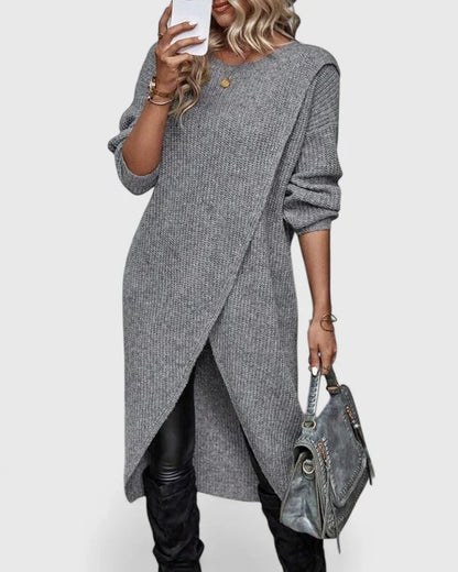 Linda | Women's Knit Sweater Dress with Wrap Hem
