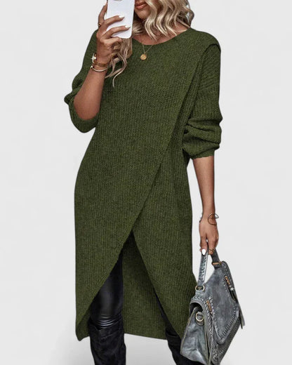Linda | Women's Knit Sweater Dress with Wrap Hem