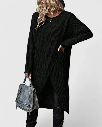 Linda | Women's Knit Sweater Dress with Wrap Hem